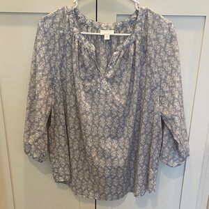 Jjill Blue and White Floral Blouse